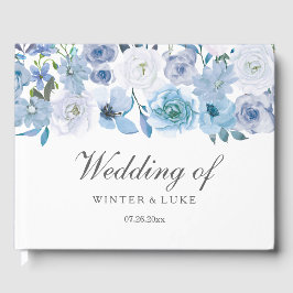 Dusty Blue Floral Wedding Gastenboek