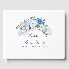 Dusty Blue Floral Wedding Gastenboek