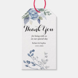Dusty Blue Floral Wedding Gift Label Cadeaulabel