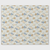 Dusty Blue Floral Wedding Gift Wrapping Paper Cadeaupapier (Vlak)
