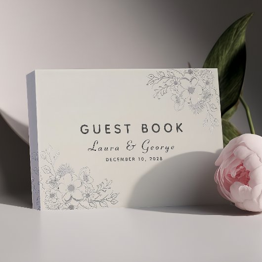 Dusty Blue Floral Wedding Guest Book Gastenboek