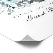 Dusty Blue Floral Wedding Guest Book Sign Poster (Hoek)