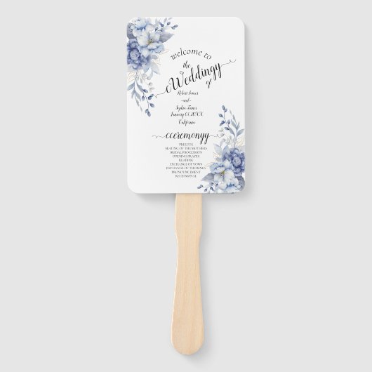 Dusty Blue Floral Wedding Handwaaier (Voorkant)