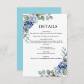 Dusty Blue Floral Wedding Informatiekaartje (Voorkant / Achterkant)
