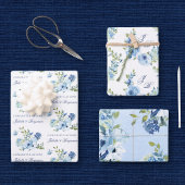 Dusty Blue  Floral Wedding Inpakpapier Vel