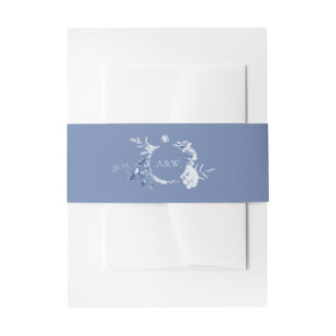 Dusty Blue Floral Wedding Invitation Belly Band Uitnodigingen Wikkel