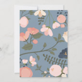 Dusty Blue Floral Wedding Invitation Blush Pink Kaart (Achterkant)