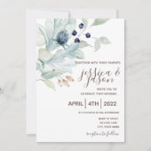 Dusty Blue Floral Wedding Invitation Kaart (Voorkant)