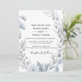 Dusty Blue floral Wedding Invitation Kaart (Staand voorkant)