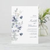 Dusty Blue Floral Wedding Invitation Kaart (Staand voorkant)
