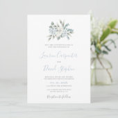 Dusty Blue Floral Wedding Invitation Kaart (Staand voorkant)