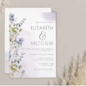 Dusty Blue Floral Wedding Invitation Kaart