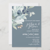 Dusty Blue Floral Wedding Invitation Kaart (Voorkant)
