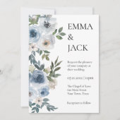Dusty Blue Floral Wedding Kaart (Voorkant)