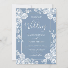 Dusty Blue Floral Wedding Kaart