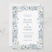 Dusty Blue Floral Wedding Kaart (Voorkant)
