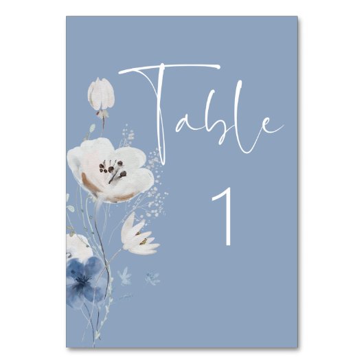 Dusty Blue Floral Wedding Kaart (Voorkant)