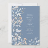 Dusty Blue Floral Wedding Kaart (Voorkant)