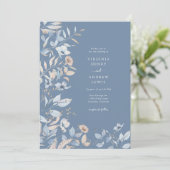 Dusty Blue Floral Wedding Kaart (Staand voorkant)