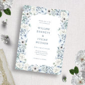 Dusty Blue Floral Wedding Kaart