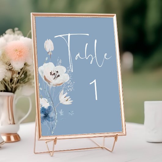 Dusty Blue Floral Wedding Kaart