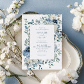 Dusty Blue Floral Wedding Kaart