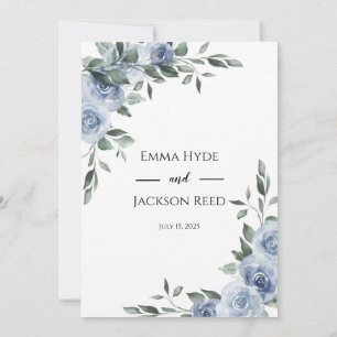 Dusty Blue Floral Wedding Kaart