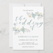 Dusty Blue Floral Wedding Kaart (Voorkant)