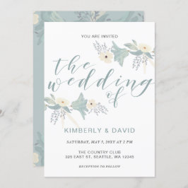 Dusty Blue Floral Wedding Kaart