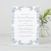 Dusty Blue  Floral Wedding Kaart (Staand voorkant)