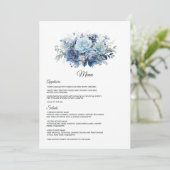 Dusty Blue Floral Wedding Menu (Staand voorkant)