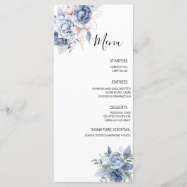 Dusty Blue Floral Wedding Menu