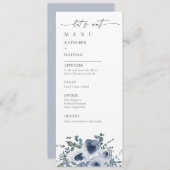 Dusty Blue Floral Wedding Menu (Voorkant / Achterkant)