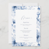 Dusty Blue Floral Wedding Menu Card Kaart (Voorkant)