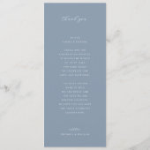 Dusty Blue Floral Wedding Menu en dank u (Achterkant)