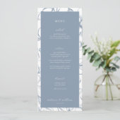 Dusty Blue Floral Wedding Menu en dank u (Staand voorkant)