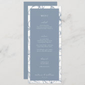 Dusty Blue Floral Wedding Menu en dank u (Voorkant / Achterkant)