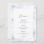 Dusty Blue Floral Wedding Menu & Thank You Card Kaart (Voorkant)