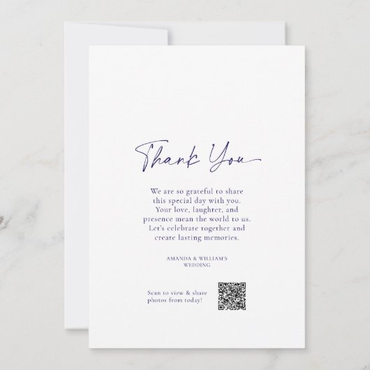 Dusty Blue Floral Wedding Menu & Thank You Card Kaart (Achterkant)
