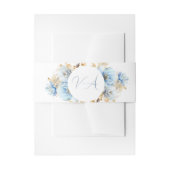 Dusty Blue Floral Wedding Monogram 2 Uitnodigingen Wikkel (Voorkant Voorbeeld)