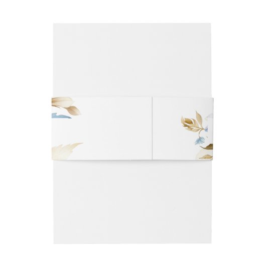 Dusty Blue Floral Wedding Monogram Uitnodigingen Wikkel (Achterkant Voorbeeld)