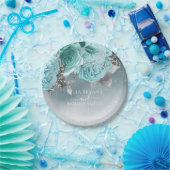 Dusty Blue Floral Wedding Papieren Bordje (Feest)