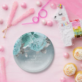 Dusty Blue Floral Wedding Papieren Bordje (Feest)