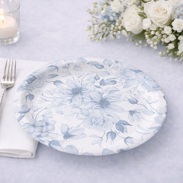 Dusty Blue Floral Wedding Papieren Bordje