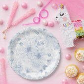 Dusty Blue Floral Wedding Papieren Bordje (Feest)