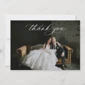 Dusty Blue Floral Wedding Photo Bedankkaart (Voorkant)