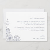 Dusty Blue Floral Wedding Photo Bedankkaart (Achterkant)