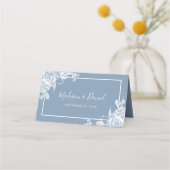 Dusty Blue Floral Wedding Plaatskaartje (Achterkant)