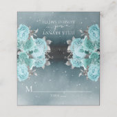 Dusty Blue Floral Wedding Plaatskaartje (Buitenkant ongevouwen)