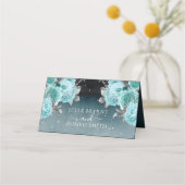 Dusty Blue Floral Wedding Plaatskaartje (Achterkant)